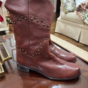 Stuart Weitzman Brown Ankle Boots with Studded Detail